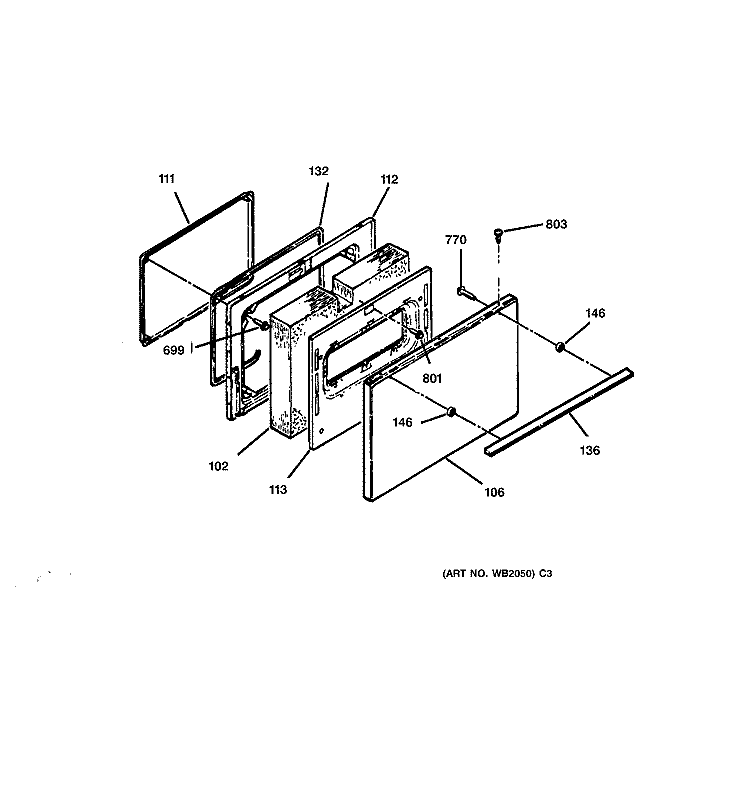 DOOR Diagram and Parts List for RB754Y2WH  Hotpoint Range