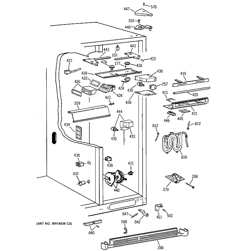 FRESH FOOD SECTION Diagram and Parts List for MSK28PFZDAA  General Electric Refrigerator