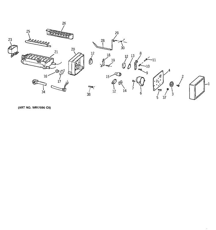 ICEMAKER WR30X0318 Diagram and Parts List for TBX21JIZBRAA  General Electric Refrigerator