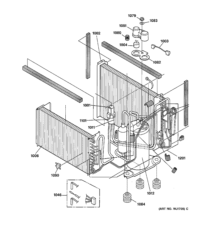 Section Diagram and Parts List for AJHS08ASM1  General Electric Air Conditioner