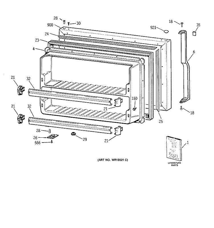 FREEZER DOOR Diagram and Parts List for TBX21JABBRWW  General Electric Refrigerator