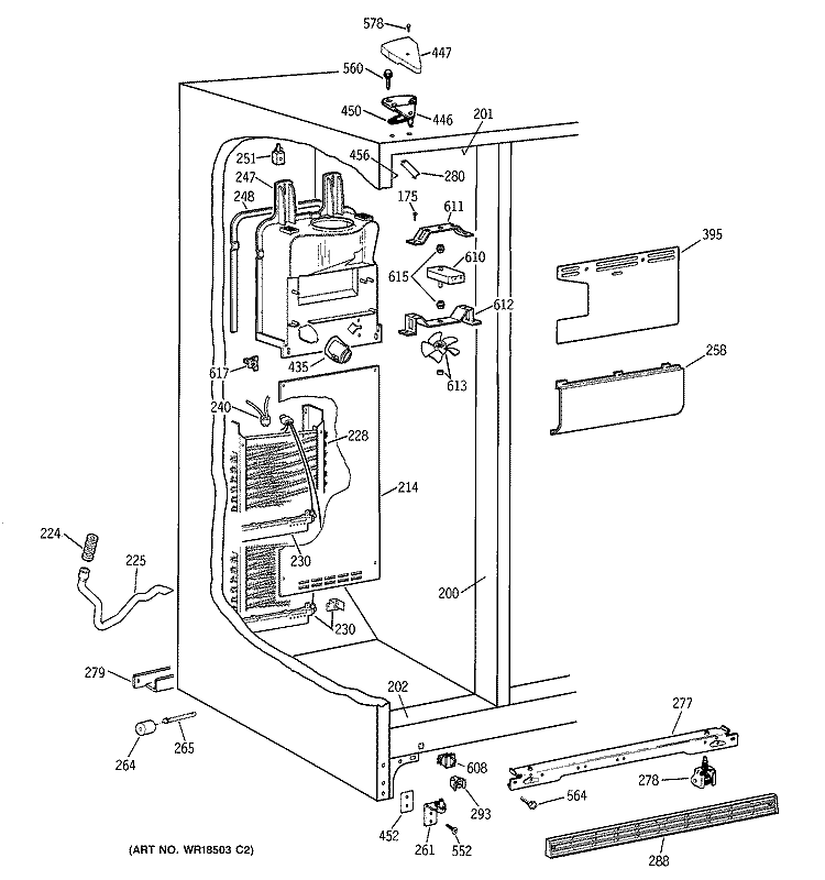 FREEZER SECTION Diagram and Parts List for TFX20JRBAAA  General Electric Refrigerator