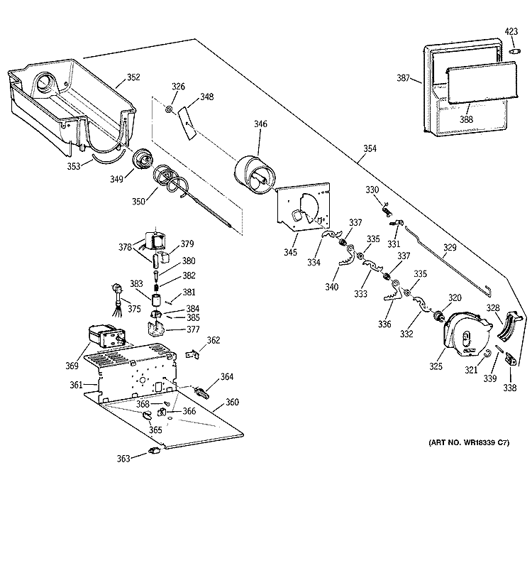 ICE BUCKET Diagram and Parts List for TFX20JRBAAA  General Electric Refrigerator