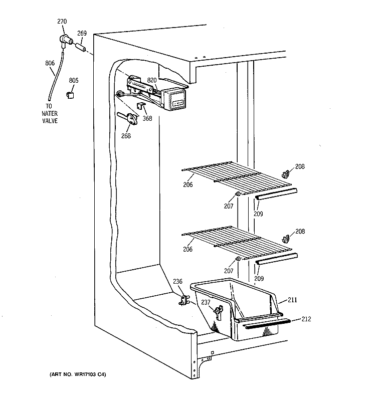 FREEZER SECTION Diagram and Parts List for TFX20JRBAAA  General Electric Refrigerator