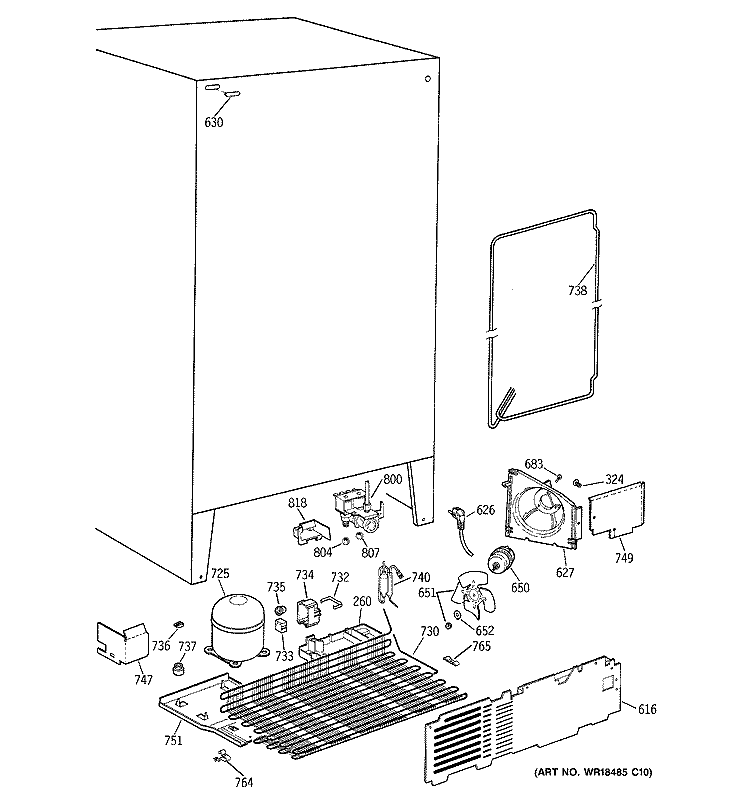 UNIT PARTS Diagram and Parts List for TFX20JRBAAA  General Electric Refrigerator