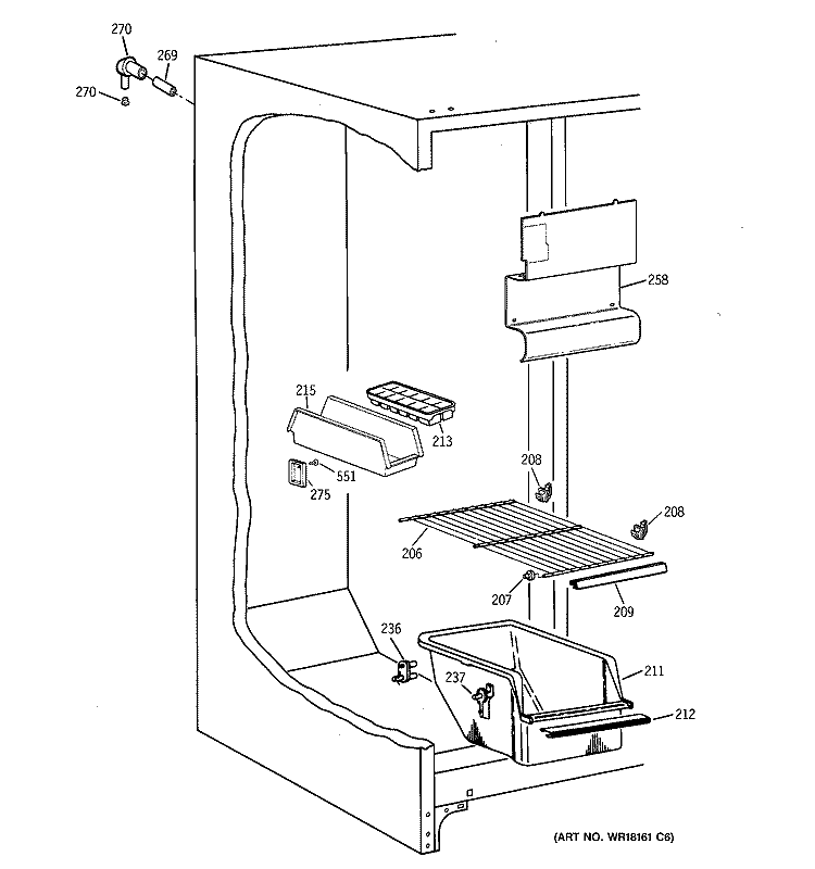 FREEZER SECTION Diagram and Parts List for TFX20SABAAA  General Electric Refrigerator