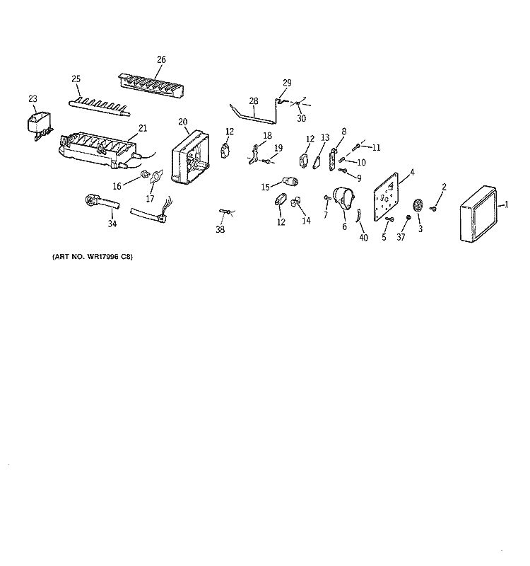 ICEMAKER WR30X0327 Diagram and Parts List for TBX19VIBDRAA  General Electric Refrigerator