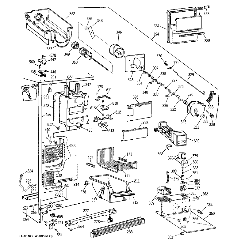 FREEZER SECTION Diagram and Parts List for TFX22PPBABB  General Electric Refrigerator