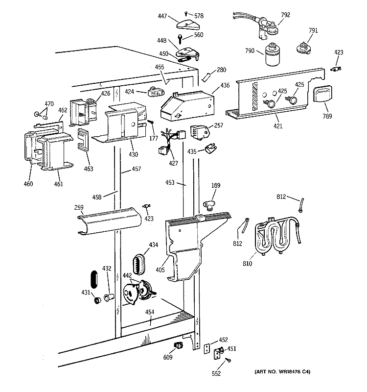FRESH FOOD SECTION Diagram and Parts List for TFX22PPBABB  General Electric Refrigerator