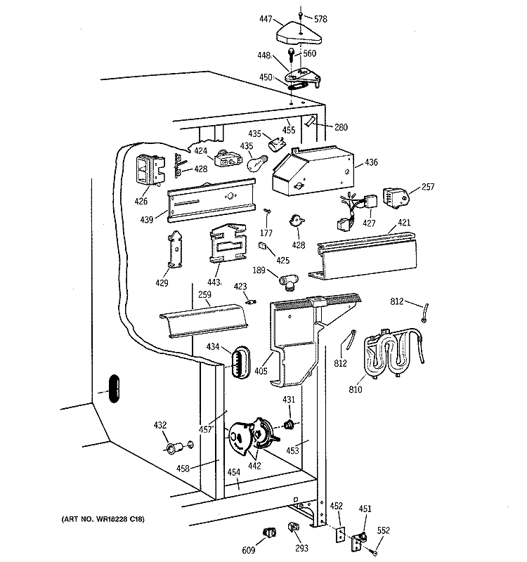 FRESH FOOD SECTION Diagram and Parts List for TFX22PRBAAA  General Electric Refrigerator