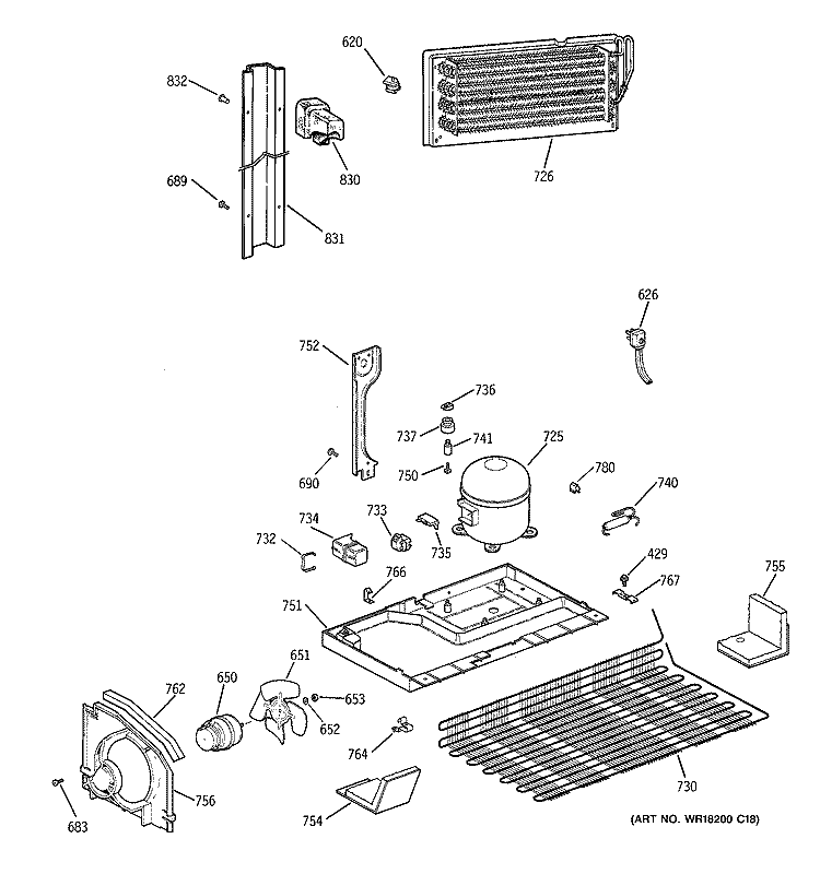 UNIT PARTS Diagram and Parts List for TBX19QIBBRWW  General Electric Refrigerator