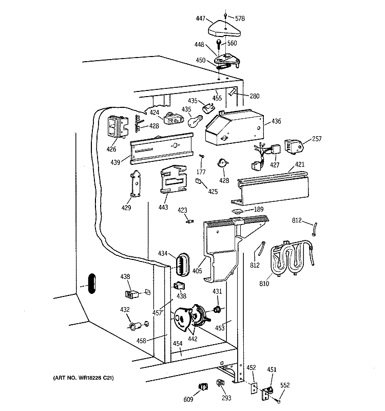 FRESH FOOD SECTION Diagram and Parts List for TFX25JRBAWW  General Electric Refrigerator
