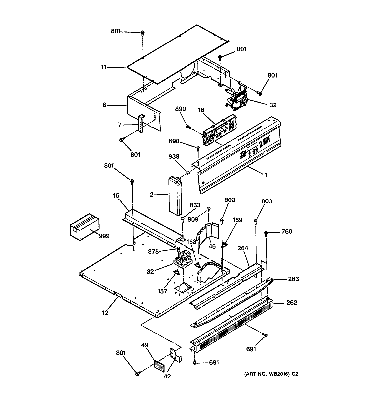 CONTROL PANEL Diagram and Parts List for JGRP17BEW2BB  General Electric Range