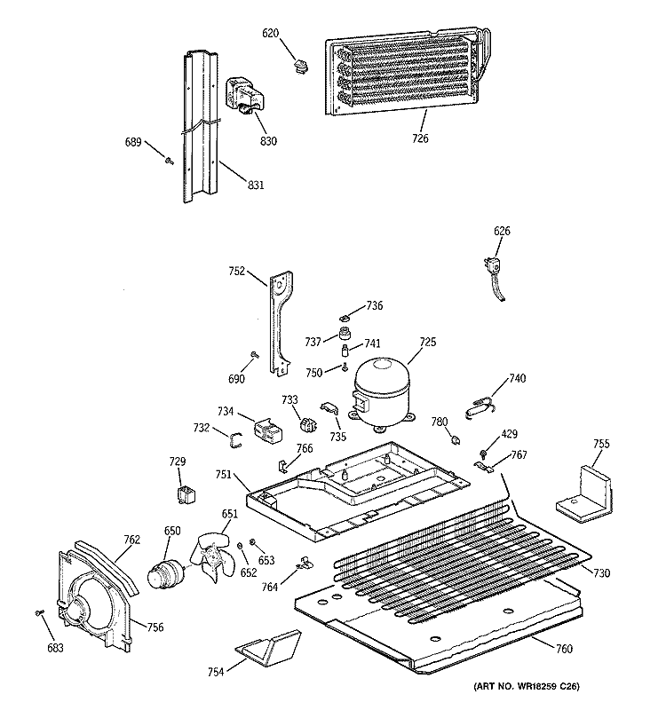 UNIT PARTS Diagram and Parts List for TBG18IABGRWW  General Electric Refrigerator