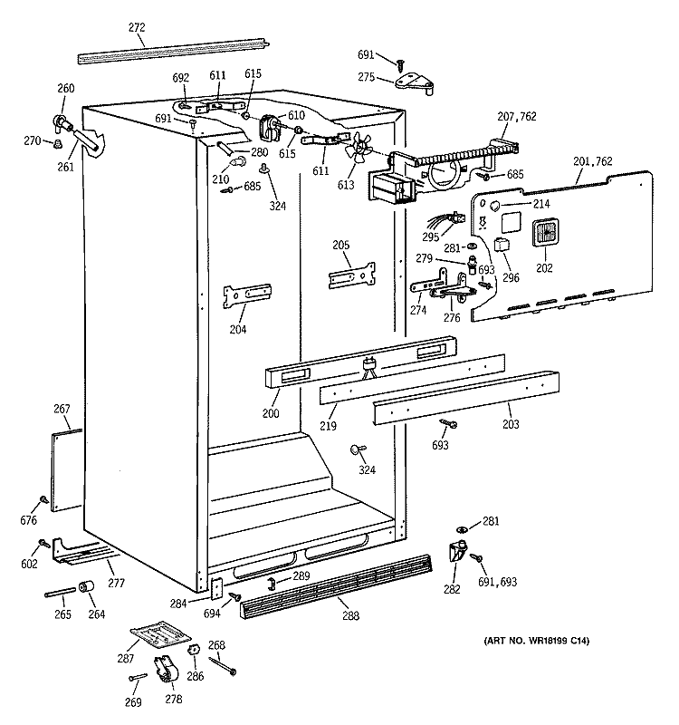 CABINET PARTS Diagram and Parts List for CTG21GABGRWW  Hotpoint Refrigerator