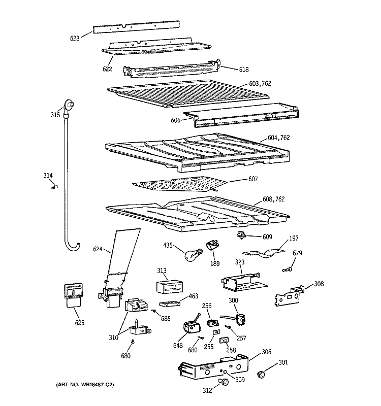 COMPARTMENT SEPARATOR Diagram and Parts List for CTG21GABGRWW  Hotpoint Refrigerator