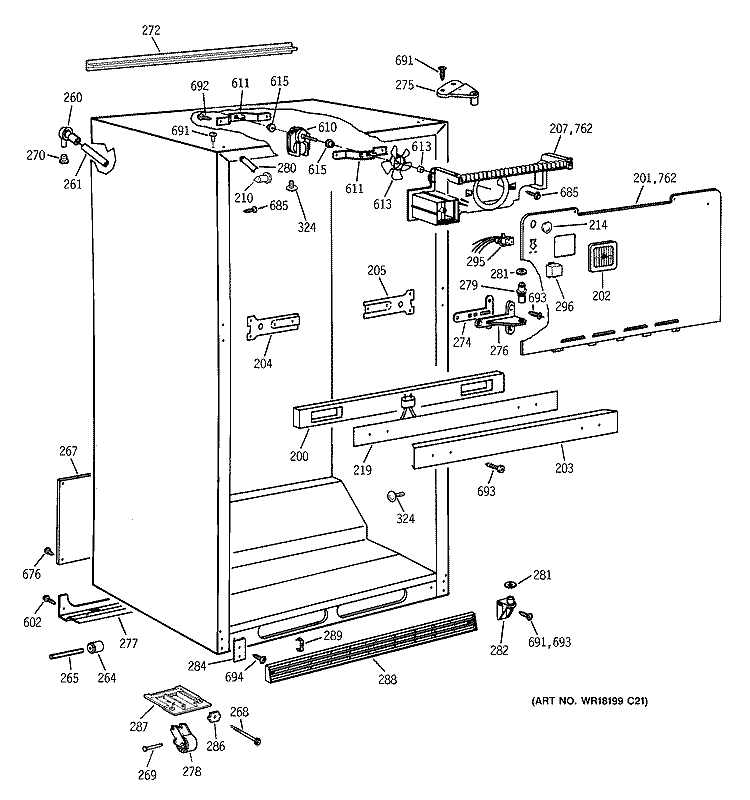 CABINET PARTS Diagram and Parts List for CTG24GABGRWW  Hotpoint Refrigerator