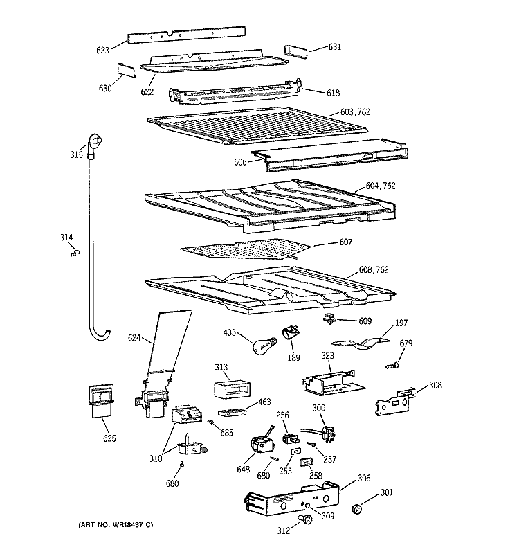 COMPARTMENT SEPARATOR Diagram and Parts List for CTG25GABGRWW  Hotpoint Refrigerator