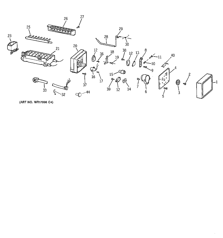 ICEMAKER WR30X0303 Diagram and Parts List for CTI18GIBGRWW  Hotpoint Refrigerator