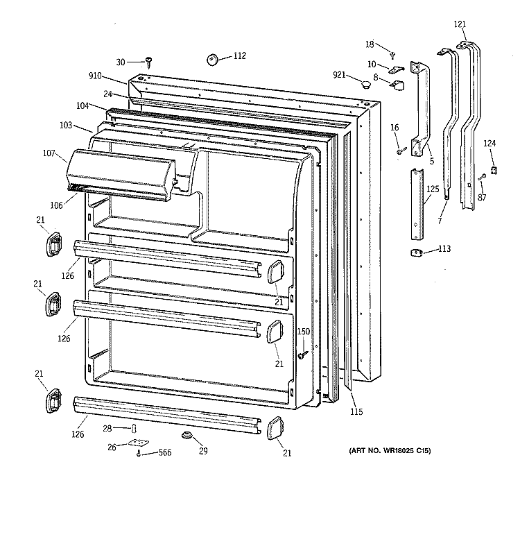 FRESH FOOD DOOR Diagram and Parts List for CTT21GABGRAA  Hotpoint Refrigerator