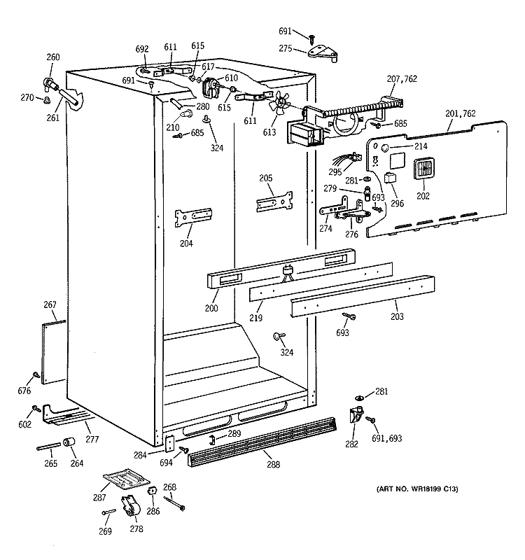 CABINET Diagram and Parts List for CTT21GABGRAA  Hotpoint Refrigerator