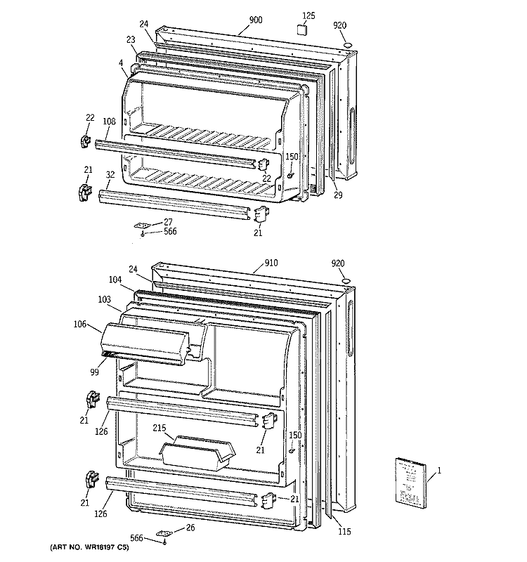 DOORS Diagram and Parts List for CTX14EYZFRAD  Hotpoint Refrigerator