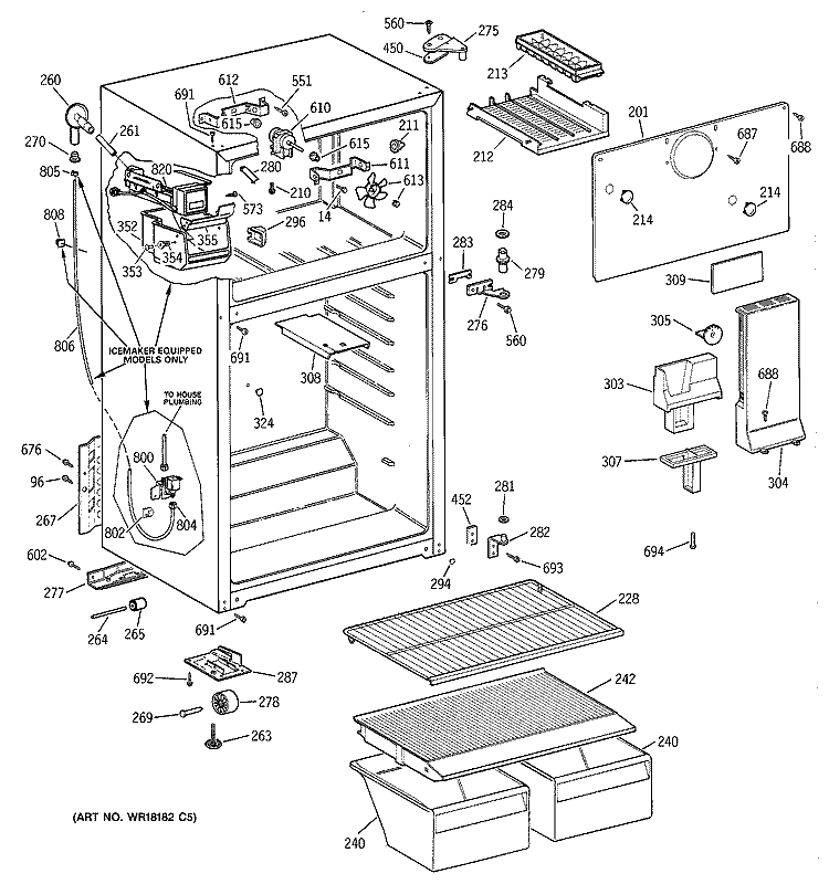 CABINET Diagram and Parts List for CTX14CAZFLAD  Hotpoint Refrigerator