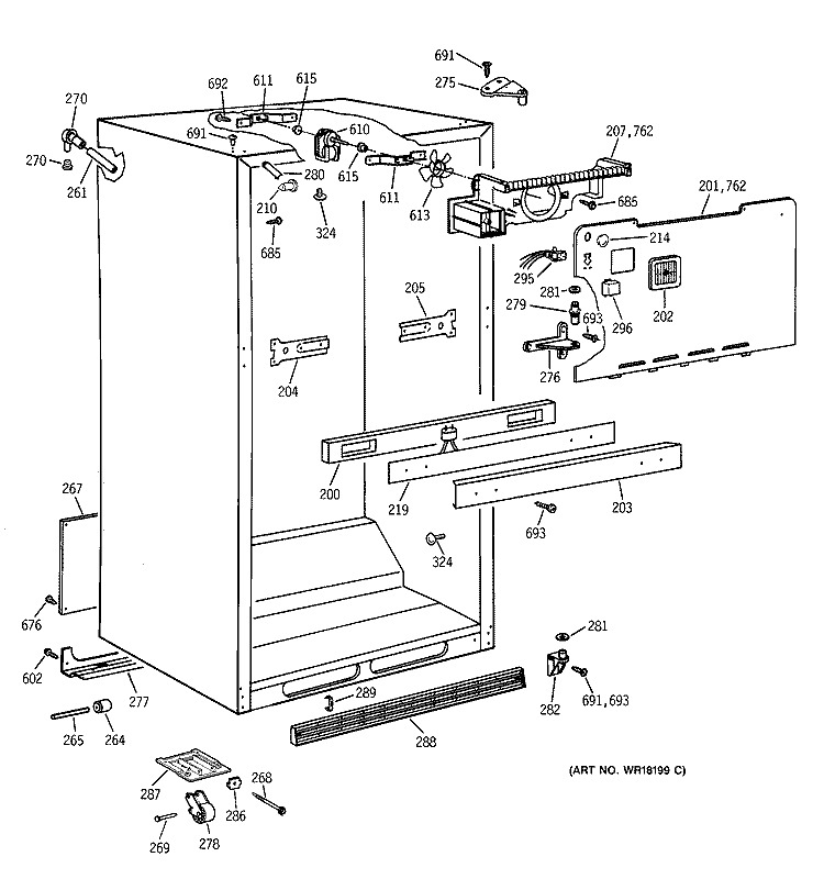 CABINET PARTS Diagram and Parts List for CTX18BABBRWW  Hotpoint Refrigerator
