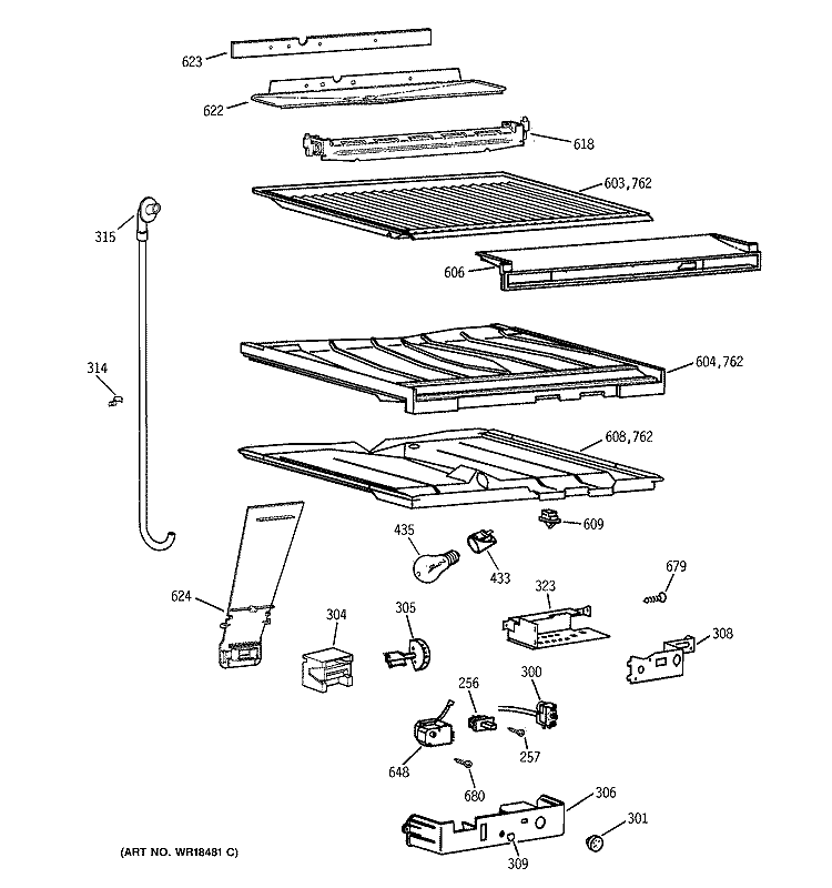 COMPARTMENT SEPARATOR PARTS Diagram and Parts List for CTX18BABBRWW  Hotpoint Refrigerator