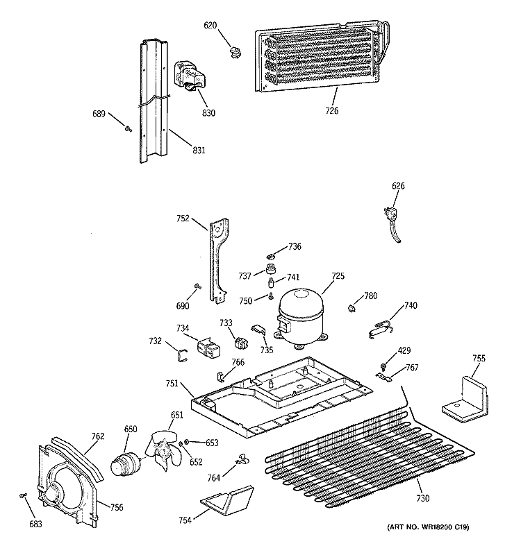 UNIT PARTS Diagram and Parts List for CTX18BABBRWW  Hotpoint Refrigerator