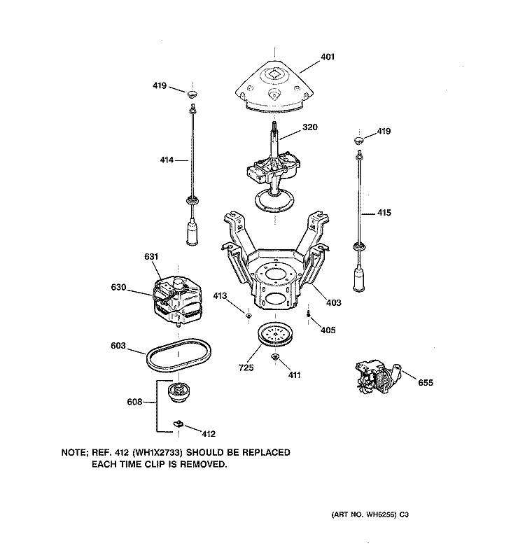 SUSPENSION, PUMP & DRIVE COMPONENTS Diagram and Parts List for VBXR1060V1AA  Hotpoint Washer