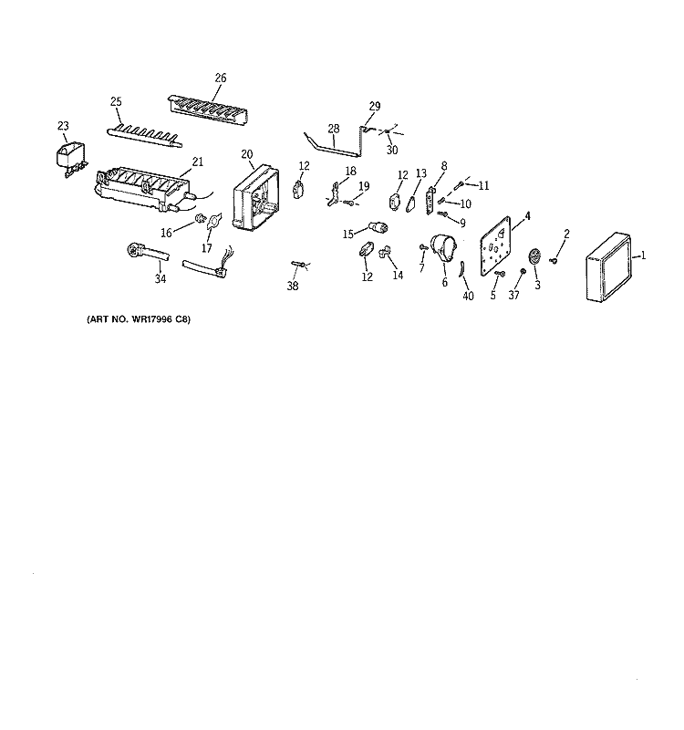 ICEMAKER WR30X0327 Diagram and Parts List for CTX18DABARWW  Hotpoint Refrigerator