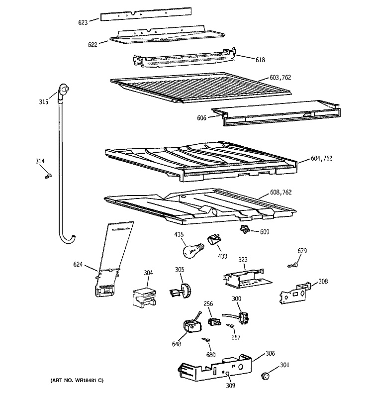 COMPARTMENT SEPARATOR PARTS Diagram and Parts List for CTX18DABBRAA  Hotpoint Refrigerator