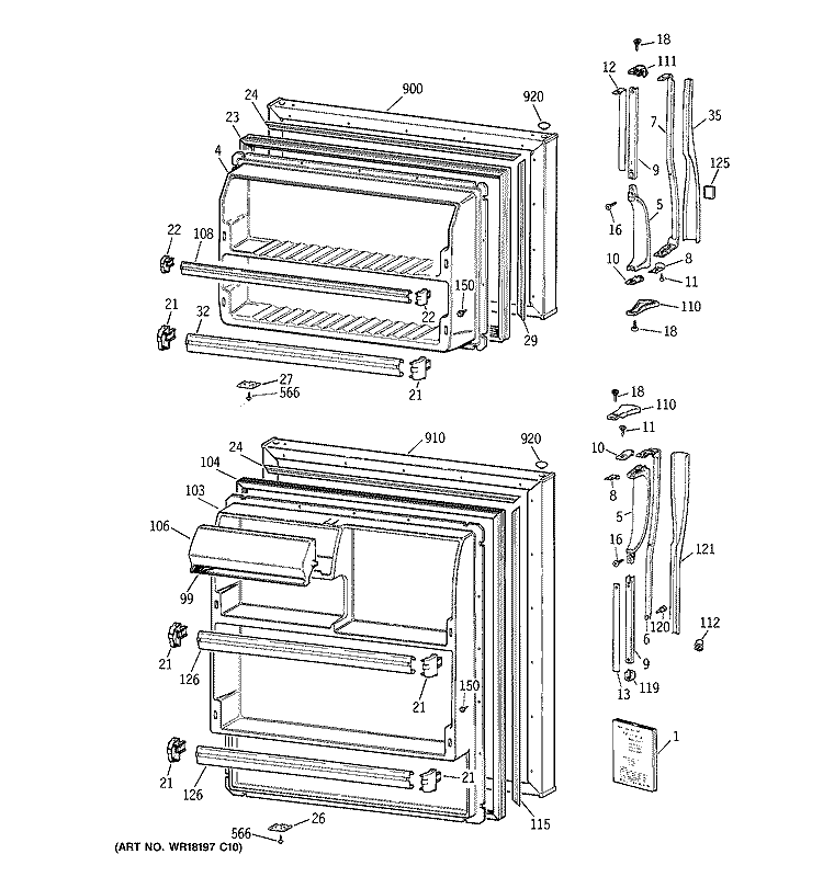 DOORS Diagram and Parts List for CTX17BAZGRAD  Hotpoint Refrigerator