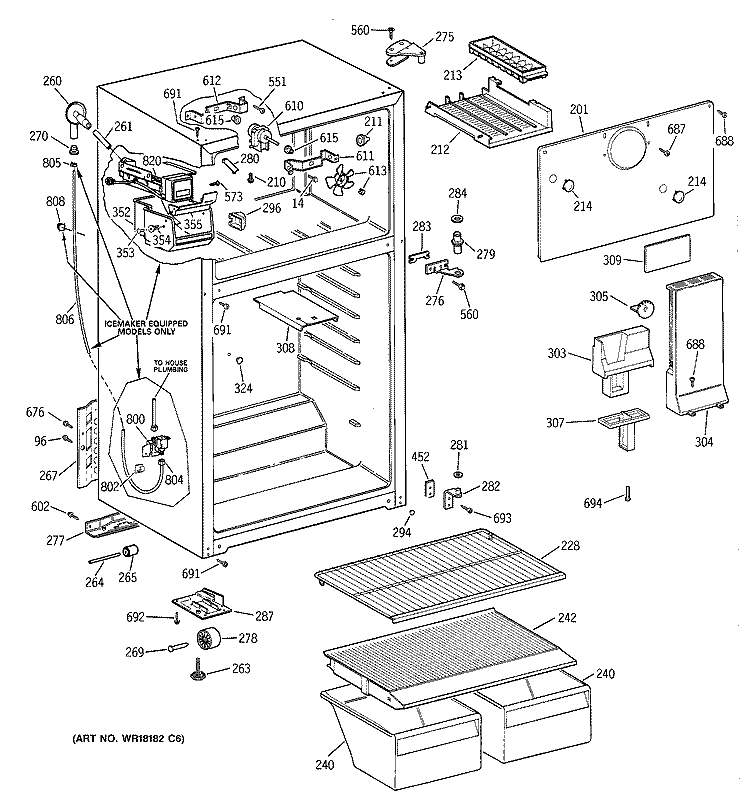 CABINET Diagram and Parts List for CTX16CAZGRAD  Hotpoint Refrigerator