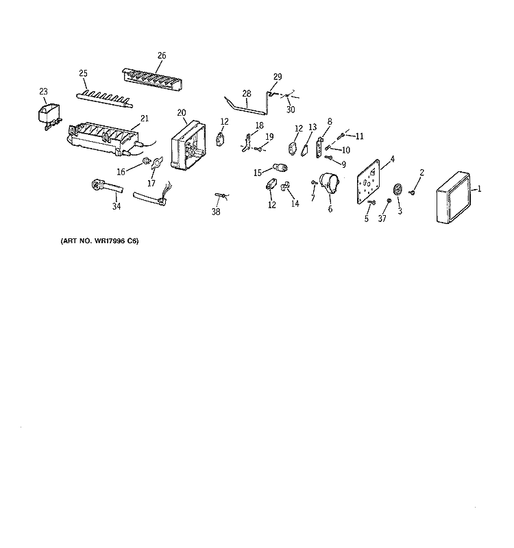 ICEMAKER WR30X0318 Diagram and Parts List for CTX16CAZGRAD  Hotpoint Refrigerator