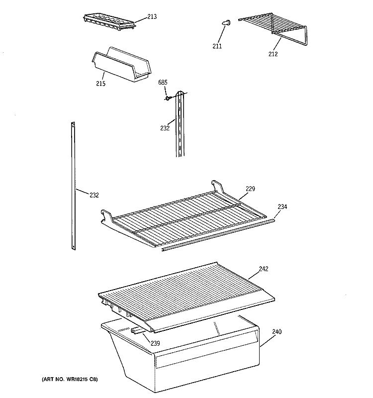 SHELF PARTS Diagram and Parts List for CTX18CABARWW  Hotpoint Refrigerator