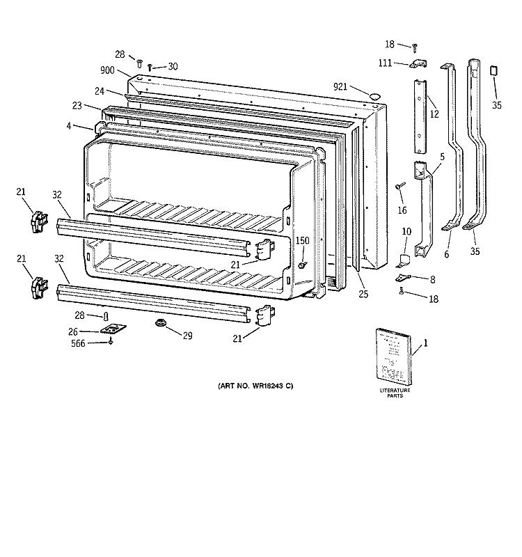 FREEZER DOOR Diagram and Parts List for CTX21HABBRWW  Hotpoint Refrigerator