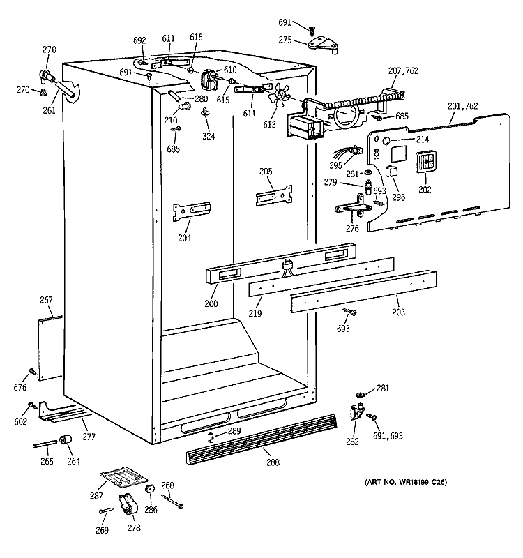 CABINET PARTS Diagram and Parts List for CTX21HABBRWW  Hotpoint Refrigerator