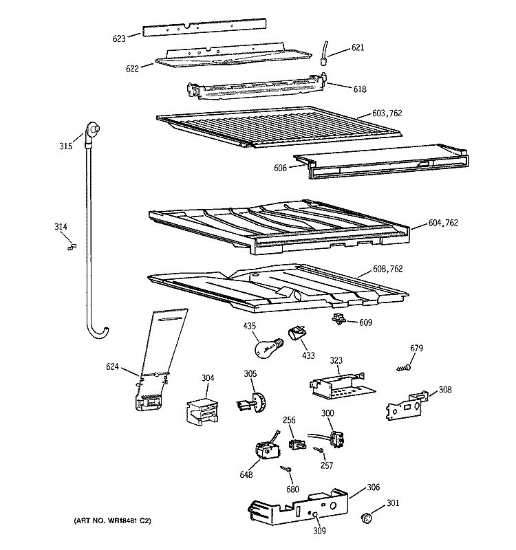 COMPARTMENT SEPARATOR PARTS Diagram and Parts List for CTX21HABBRWW  Hotpoint Refrigerator