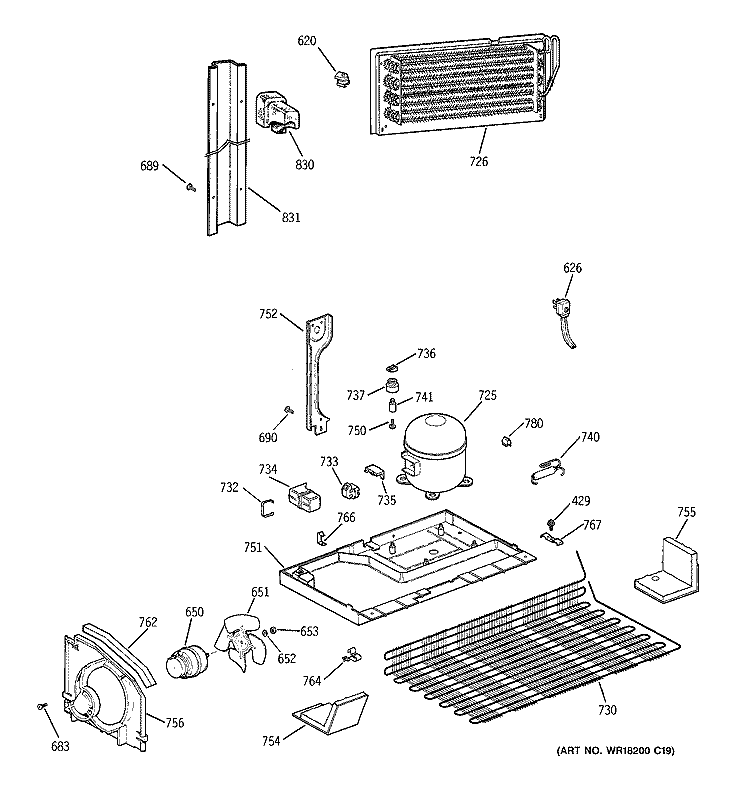 UNIT PARTS Diagram and Parts List for CTX21HABBRWW  Hotpoint Refrigerator