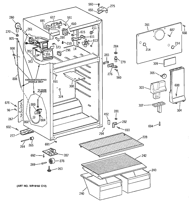 CABINET Diagram and Parts List for CTX16WIBBRWW  Hotpoint Refrigerator