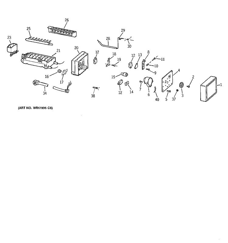 ICEMAKER WR30X0327 Diagram and Parts List for MTX18GABBRWW  General Electric Refrigerator