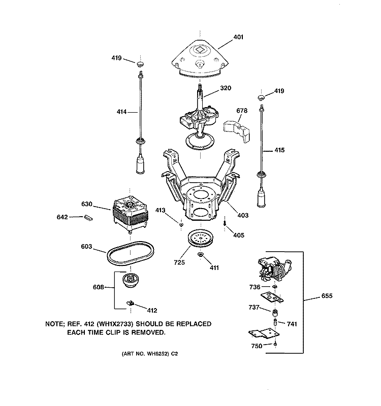 SUSPENSION, PUMP & DRIVE COMPONENTS Diagram and Parts List for YISR208DTAWW  General Electric Washer