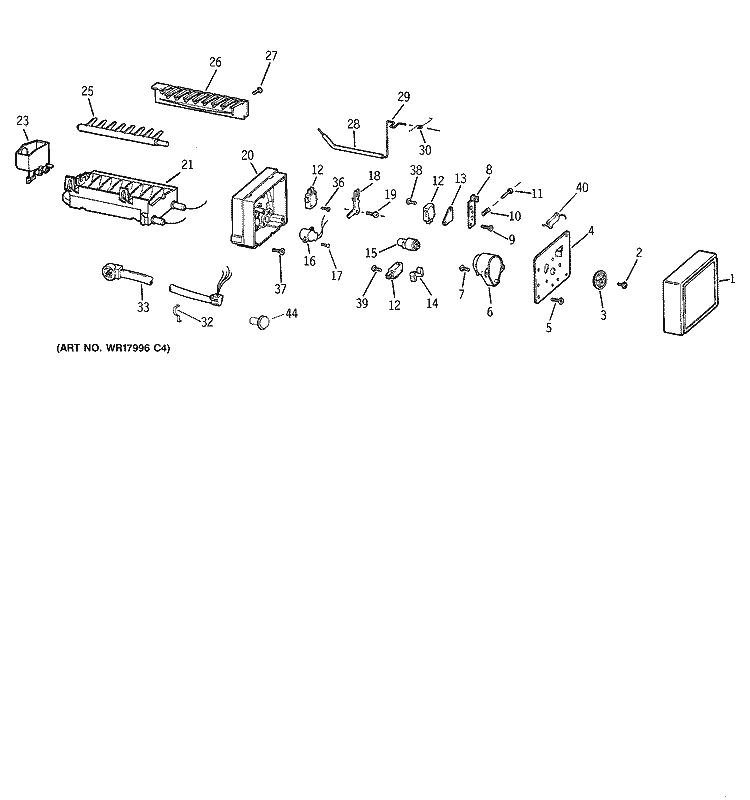 ICEMAKER WR30X0303 Diagram and Parts List for MTI18GIBGRWW  General Electric Refrigerator