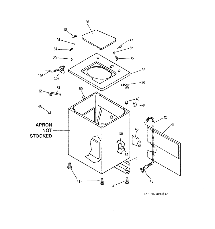 CABINET PARTS Diagram and Parts List for WWLR3100VWW  General Electric Washer