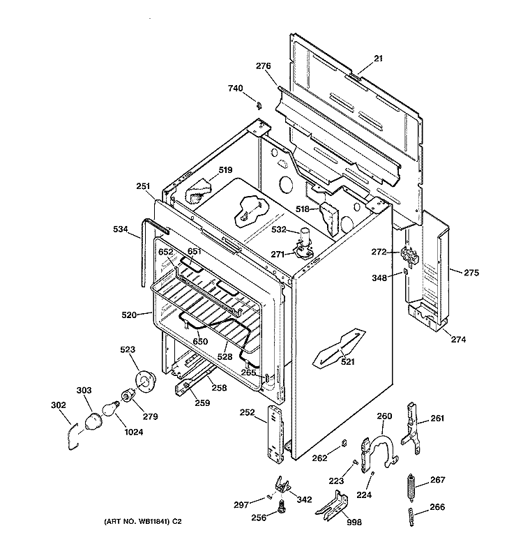 BODY PARTS Diagram and Parts List for JBS27AY3  General Electric Range