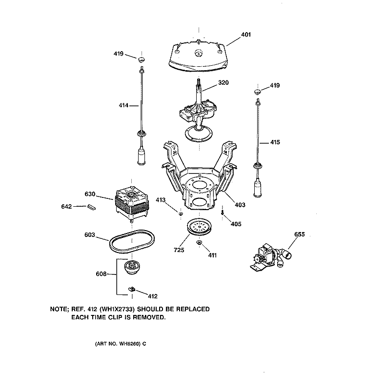 SUSPENSION, PUMP & DRIVE COMPONENTS Diagram and Parts List for WSSR3120W0WW  General Electric Washer