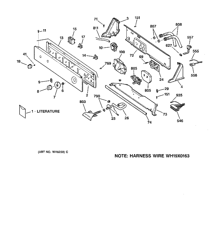 CONTROLS & BACKSPLASH Diagram and Parts List for WPSR3120W0WW  General Electric Washer