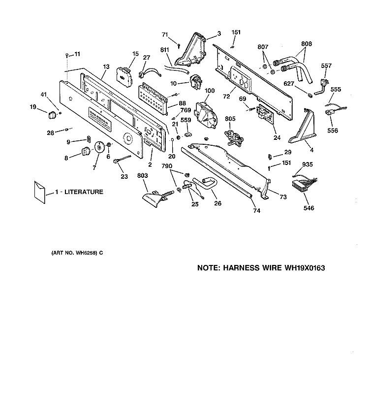 CONTROLS & BACKSPLASH Diagram and Parts List for WPSF5170W0AA  General Electric Washer
